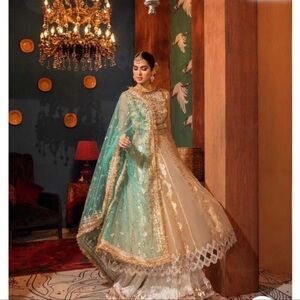 & Other Stories Gold and Cream Maxi Dress